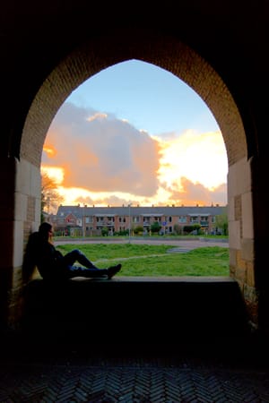 sunset at the church